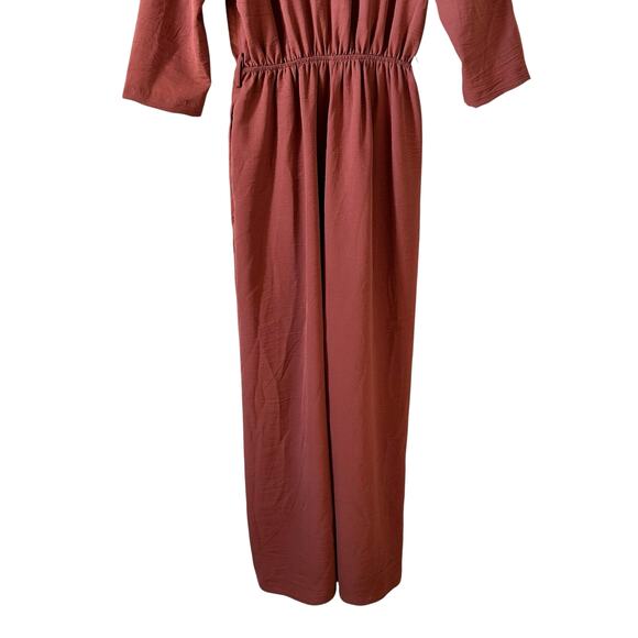 NWT Zara Women’s Half Sleeve Surplice Neck Wide Leg Jumpsuit Terracotta Size M - Picture 8 of 11